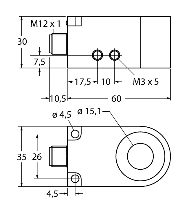 Датчик индуктивный-кольцевой датчик TURCK BI15R-W30 Датчики магнитного поля (Холла)