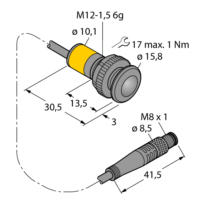 Датчик фотоэлектрический–оппозитный датчик (излучатель) TURCK Banner SB12E1Q3 Датчики магнитного поля (Холла)