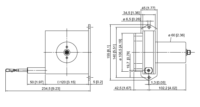 Датчик линейного перемещения тросиковый TURCK DW6000-110 Датчики положения (расстояния)