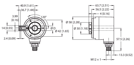 Энкодер угловой абсолютный-многооборотный линейка Industrial TURCK REM-102B10T Датчики положения (расстояния)