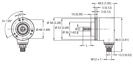 Энкодер угловой абсолютный-многооборотный линейка Industrial TURCK REM-103S6C Датчики положения (расстояния)