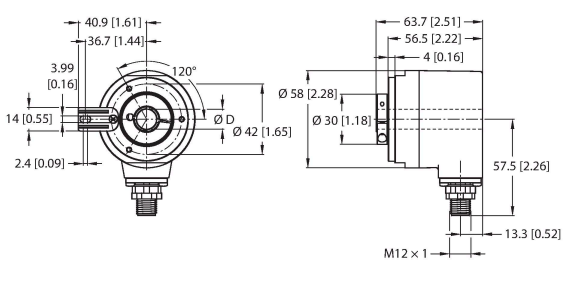 Энкодер угловой абсолютный-многооборотный линейка Industrial TURCK REM-104H10T Датчики положения (расстояния)