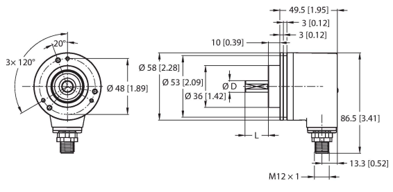 Энкодер угловой абсолютный-многооборотный линейка Industrial TURCK REM-105S6C Датчики положения (расстояния)