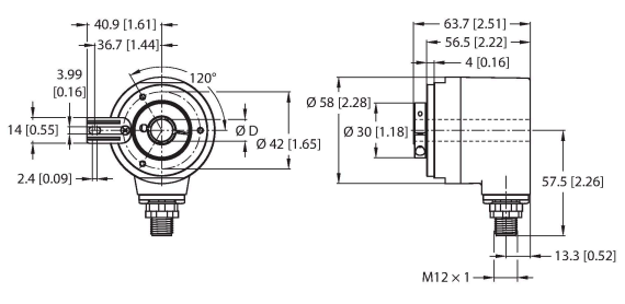 Энкодер угловой абсолютный-многооборотный линейка Industrial TURCK REM-106B10T Датчики положения (расстояния)