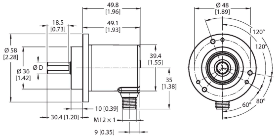 Энкодер угловой абсолютный-многооборотный линейка Industrial TURCK REM-116T6C Датчики положения (расстояния)