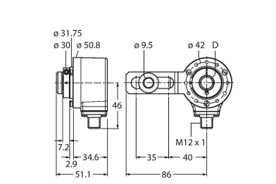 Энкодер инкрементальный-линейка Industrial TURCK RI-12I10S1 Датчики положения (расстояния)