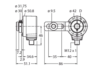 Энкодер инкрементальный-линейка Industrial TURCK RI-12I14S1 Датчики положения (расстояния)