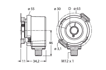 Энкодер инкрементальный-линейка Industrial TURCK RI-12I15E1 Датчики положения (расстояния)