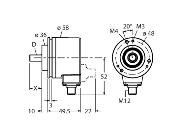 Энкодер угловой абсолютный-многооборотный линейка Industrial TURCK RM-28S6C Датчики положения (расстояния)