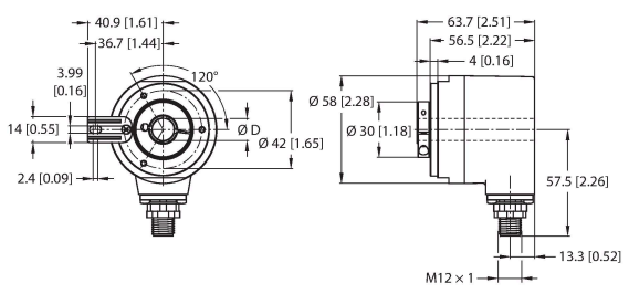 Энкодер угловой абсолютный-многооборотный линейка Industrial TURCK RM-104H10T Датчики положения (расстояния)