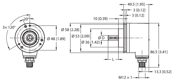 Энкодер угловой абсолютный-многооборотный линейка Industrial TURCK RM-105S10C Датчики положения (расстояния)