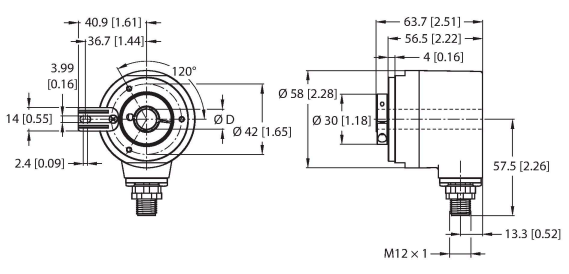 Энкодер угловой абсолютный-многооборотный линейка Industrial TURCK RM-106C12T Датчики положения (расстояния)