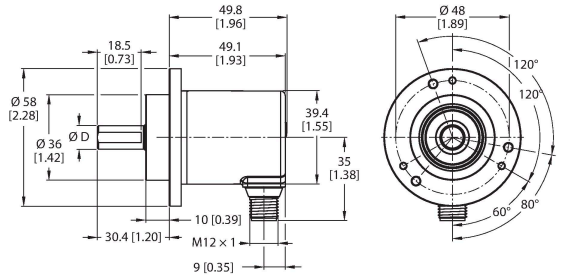 Энкодер угловой абсолютный-многооборотный линейка Industrial TURCK RM-116T10C Датчики положения (расстояния)