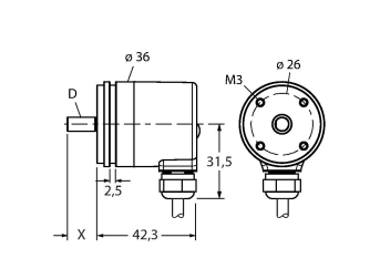 Энкодер угловой абсолютный-однооборотный линейка Industrial TURCK RS-06P8S Датчики положения (расстояния)