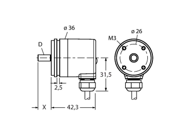 Энкодер угловой абсолютный-однооборотный линейка Industrial TURCK RS-06PA0S Датчики положения (расстояния)