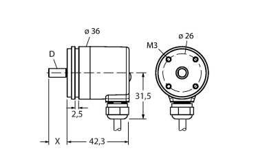 Энкодер угловой абсолютный-однооборотный линейка Industrial TURCK RS-06S8S Датчики положения (расстояния)