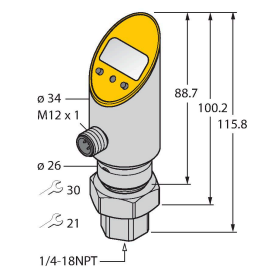 Датчик давления (вращаем.) с 2 переключающими выходами TURCK PS003V-502 Датчики оптические