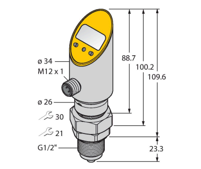 Датчик давления (вращаем.) с 2 переключающими выходами TURCK PS003V-508 Датчики положения (расстояния)