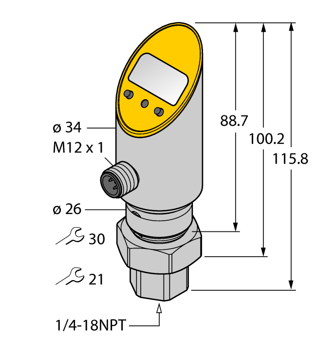 Датчик давления (вращаем.) с 2 переключающими выходами TURCK PS01VR-502 Датчики положения (расстояния)