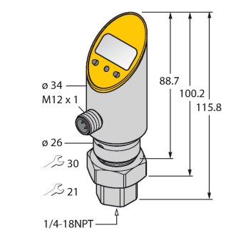 Датчик давления (вращаем.) с 2 переключающими выходами TURCK PS025V-502 Датчики положения (расстояния)