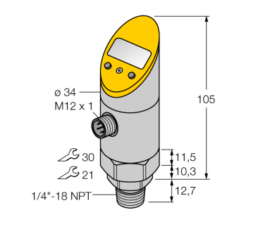 Датчик давления (вращаем.) с 2 переключающими выходами TURCK PS025V-503 Датчики положения (расстояния)