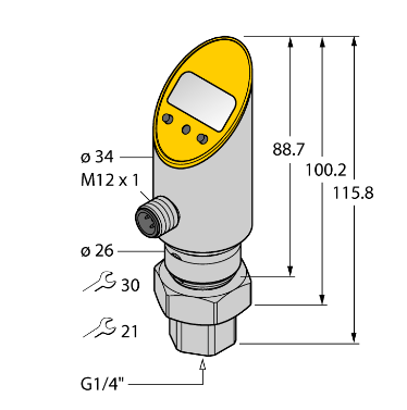 Датчик давления (вращаем.) с 2 переключающими выходами TURCK PS040R-501 Датчики положения (расстояния)