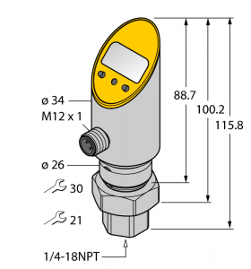 Датчик давления (вращаем.) с 2 переключающими выходами TURCK PS100R-502 Датчики оптические