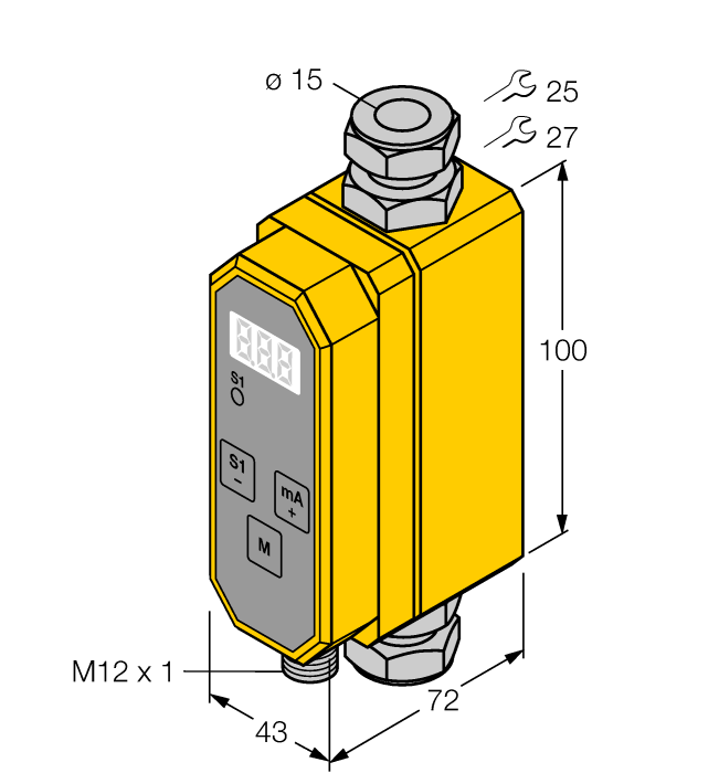 Датчик потока-встраиваемый в линию с оценочной электроникой TURCK FCMI-15D12DYA4P Датчики оптические