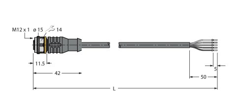 Кабель привода и датчика TURCK E-RKC 4.5T Кабели