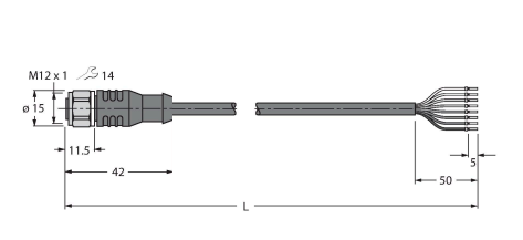 Кабель привода и датчика TURCK E-RKS 8T Защита кабеля