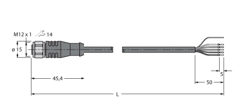 Кабель привода и датчика TURCK RKSV 12T Кабели