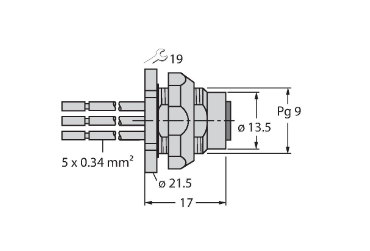 Соединитель монтажный гнездовой TURCK FKFDW4.54 Кабеленесущие системы