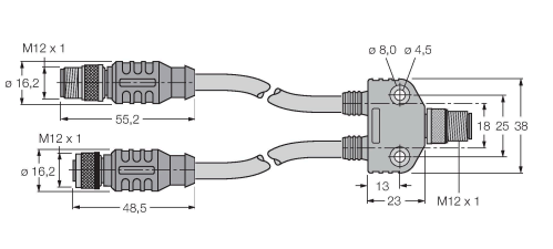 Разветвитель 2-направленный-разветвитель привода и датчика TURCK VB2-FKM4.4 Датчики освещенности, фотореле