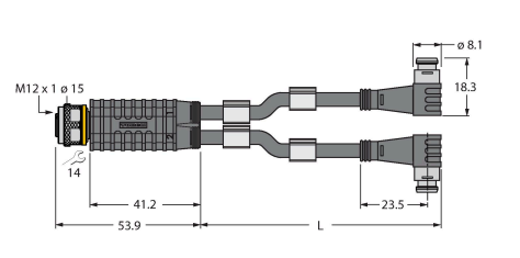 Разветвитель привода и датчика TURCK VBRK 4.5-2WS Датчики освещенности, фотореле