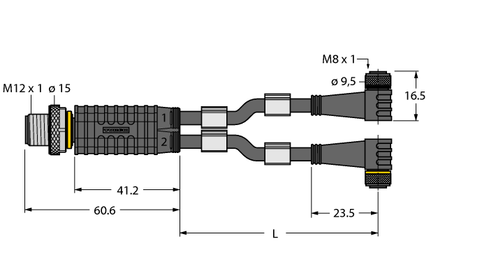 Разветвитель привода и датчика TURCK VBRS 4.4-2PKW3M Датчики освещенности, фотореле