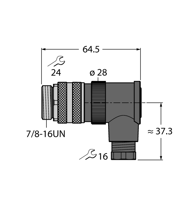 Разъем разборный, штекерный, угловой TURCK BSV 4241-0 Разъемы и соединения