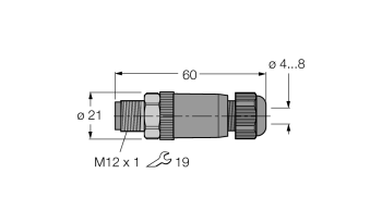 Разъем разборный, штекерный, прямой TURCK BSV 8140-0 Разъемы и соединения