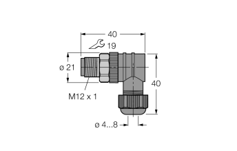 Разъем разборный, штекерный, угловой TURCK BSV 8240-0 Разъемы и соединения