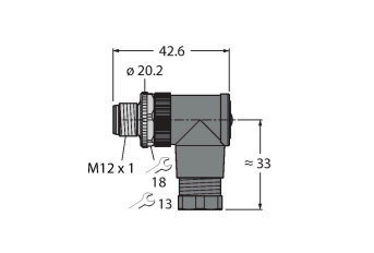 Разъем разборный, штекерный, угловой TURCK BSV 8251-0 Разъемы и соединения