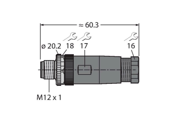 Разъем разборный, штекерный, прямой TURCK CS 12-0 Разъемы и соединения