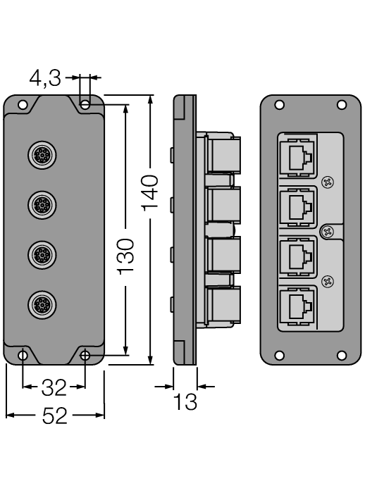 Соединитель настенный проходной TURCK BIC44-E424 Аксессуары для электромонтажа