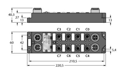 Модуль ввода-вывода DeviceNet TURCK FDNL-S0808I Кабельные вводы и штуцера